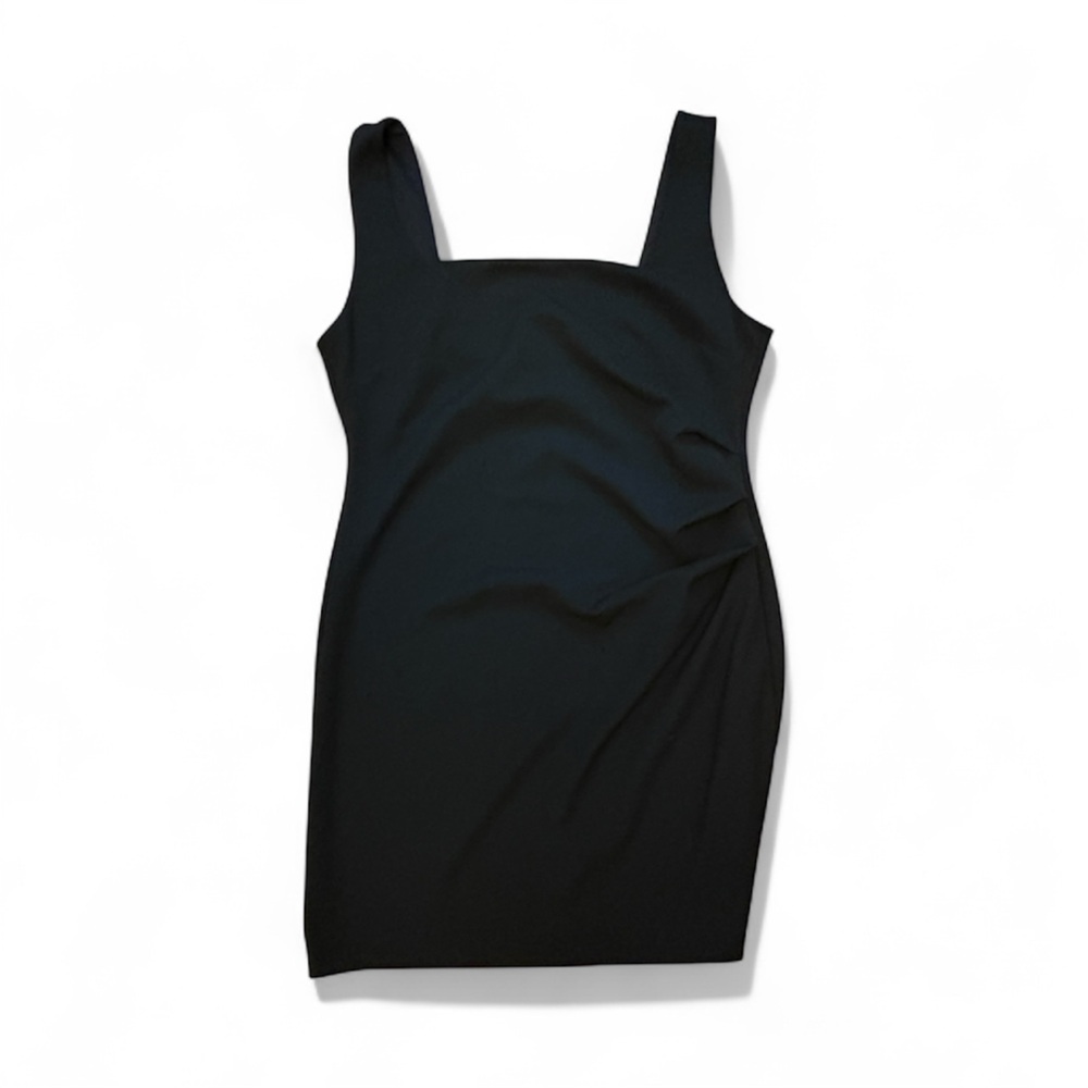 Black Square Neck Black Mini Dress